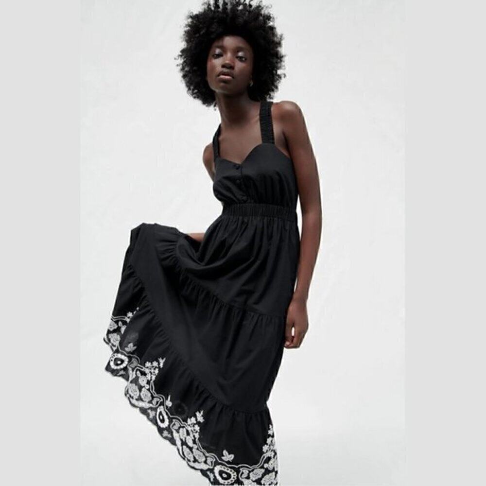 ZARA Midi Dress with Cross Straps NWT